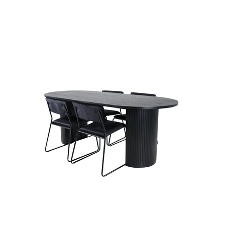 Bianca Oval Dining Table - Black / Black Veneer+Kenth Chair - Black / Black Velvet_4