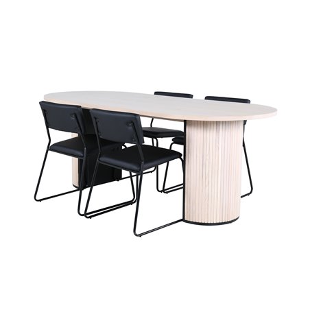 Bianca Oval Dining Table - White Wash / Black Veneer+Kenth Chair - Black / Black PU_4