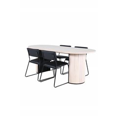 Bianca Oval Dining Table - White Wash / Black Veneer+Kenth Chair - Black / Black PU_4