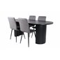 Bianca Oval Dining Table - Black / Black Veneer+Windu Lyx Chair - Black / Grey Micro Fibre_4