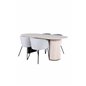 Bianca Oval Dining Table - White Wash / Black Veneer+Berit Chair - Black / Light Grey Velvet_4