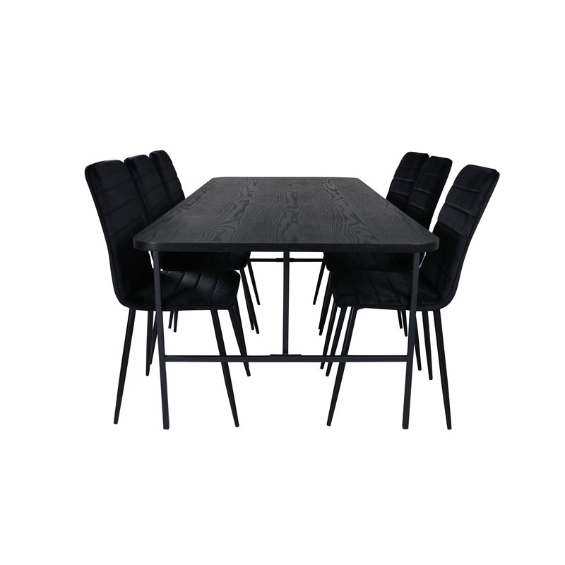 Uno Dining Table , Black Black Veneer+Windu Lyx Chair , Black Black Velvet_6