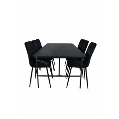 Uno Dining Table , Black Black Veneer+Windu Lyx Chair , Black Black Velvet_6