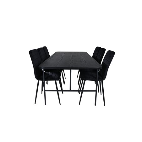 Uno Dining Table , Black Black Veneer+Windu Lyx Chair , Black Black Velvet_6