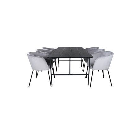 Uno Dining Table , Black Black Veneer+Berit Chair , Black Light Grey Velvet_6