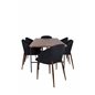 Uno Dining Table , Black Walnut Veneer+Arch Dining Chair , Walnut Legs , Black Fabric_6