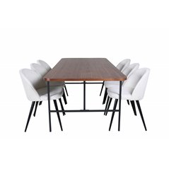 Uno Dining Table , Black Walnut Veneer+Velvet Dining Chair Corduroy , Beige Black_6