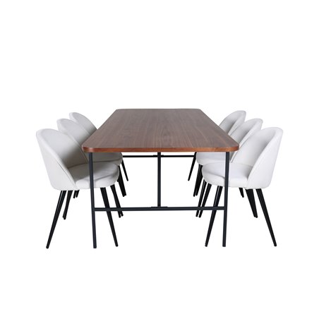 Uno Dining Table , Black Walnut Veneer+Velvet Dining Chair Corduroy , Beige Black_6