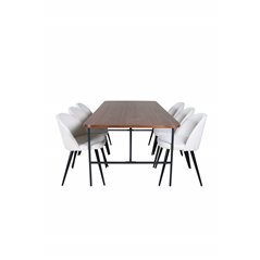 Uno Dining Table , Black Walnut Veneer+Velvet Dining Chair Corduroy , Beige Black_6