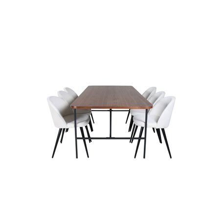 Uno Dining Table , Black Walnut Veneer+Velvet Dining Chair Corduroy , Beige Black_6