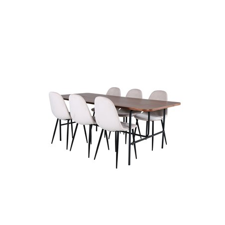 Uno Dining Table - Black / Walnut Veneer+Polar Dining Chair- Black legs / Beige Velvet (ersätter 19902-880)_6