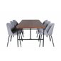 Uno Dining Table , Black Walnut Veneer+Wrinkles Dining Chair , Black Legs , Grey Velvet_6