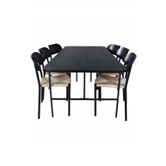 Uno Dining Table , Black Black Veneer+Polly Dining Chair , Nature Black_6