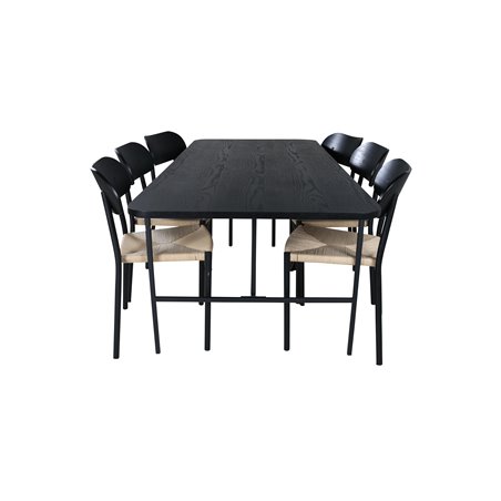 Uno Dining Table , Black Black Veneer+Polly Dining Chair , Nature Black_6