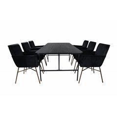 Uno Dining Table , Black Black Veneer+Pippi Chair , Black Black Velvet_6