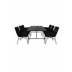 Uno Dining Table , Black Black Veneer+Pippi Chair , Black Black Velvet_6