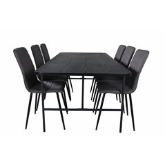 Uno Dining Table , Black Black Veneer+Windu Lyx Chair , Black Grey Micro Fibre_6