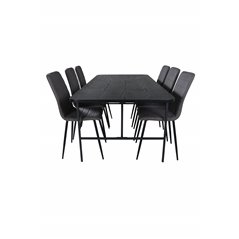 Uno Dining Table , Black Black Veneer+Windu Lyx Chair , Black Grey Micro Fibre_6