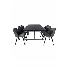 Uno Dining Table , Black Black Veneer+Velvet Stitches Chair , Black Grey Micro Fibre_6