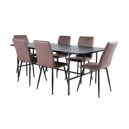 Uno Dining Table - Black / Black Veneer+Windu Lyx Chair - Black / Brown Micro Fibre_6