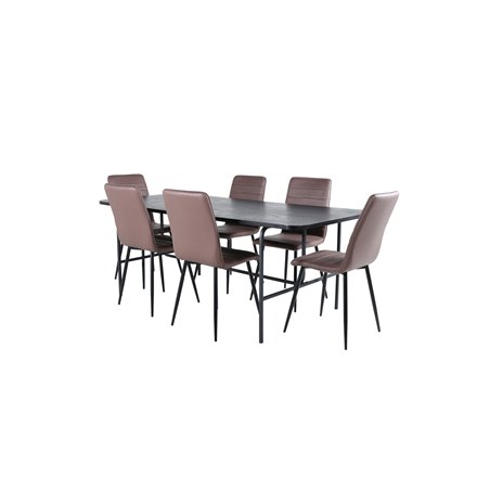 Uno Dining Table - Black / Black Veneer+Windu Lyx Chair - Black / Brown Micro Fibre_6