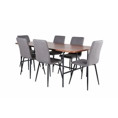 Uno Dining Table - Black / Walnut Veneer+Windu Lyx Chair - Black / Grey Micro Fibre_6