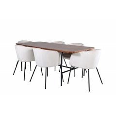 Uno Dining Table - Black / Walnut Veneer+Berit Chair - Black / Beige Velvet_6