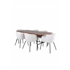 Uno Dining Table - Black / Walnut Veneer+Berit Chair - Black / Beige Velvet_6