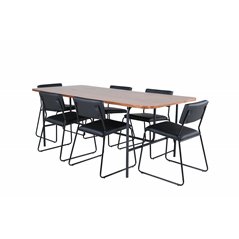 Uno Dining Table - Black / Walnut Veneer+Kenth Chair - Black / Black PU_6