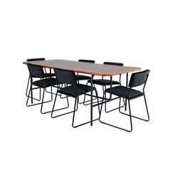 Uno Dining Table - Black / Walnut Veneer+Kenth Chair - Black / Black Velvet_6