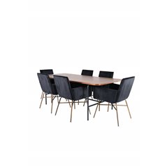 Uno Dining Table - Black / Walnut Veneer+Pippi Chair - Distressed Copper / Black Velvet_6