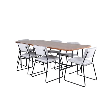 Uno Dining Table - Black / Walnut Veneer+Kenth Chair - Black / Light Grey Velvet_6