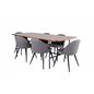 Uno Dining Table - Black / Walnut Veneer+Velvet Stitches Chair - Black / Grey Micro Fibre_6