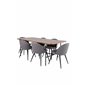 Uno Dining Table - Black / Walnut Veneer+Velvet Stitches Chair - Black / Grey Micro Fibre_6