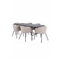 Uno Dining Table - Black / Black Veneer+Berit Chair - Black / Beige Fabric (Polyester linen )_6