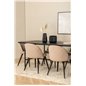 Uno Dining Table - Black / Black Veneer+Velvet Stitches Chair - Black / Beige Fabric (Polyester linen )_6