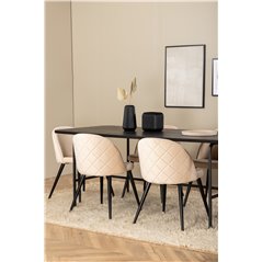 Uno Spisebord - Sort / Sort Finer + Velvet Stitch es Chair - Sort / Beige Velvet_6