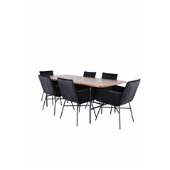 Uno Dining Table - Black / Walnut Veneer+Pippi Chair - Black / Black Velvet_6