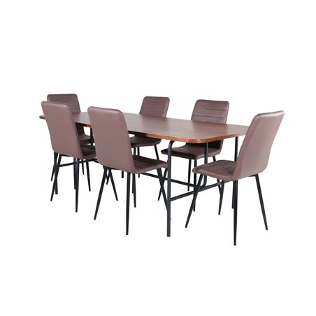 Uno Dining Table - Black / Walnut Veneer+Windu Lyx Chair - Black / Brown Micro Fibre_6