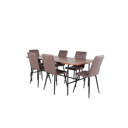 Uno Dining Table - Black / Walnut Veneer+Windu Lyx Chair - Black / Brown Micro Fibre_6