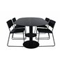 Pillan Oval Dining Table , Black Black Glass Marble+Kenth Chair , Black Black PU_4