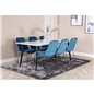Polar Spisebord - 180 * 90 * H75 - Hvid / Sort, Muce Spisestuestol - Sorte Ben - Blue Velvet_6 Polar Spisebord - 180 * 90 * H75 - Hvid / Sort, Muce Spisestuestol - Sorte Ben - Blue Velvet_6