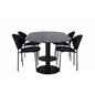 Pillan Oval Dining Table , Black Black Glass Marble+Vault Dining Chair , Black Legs , Black Fabric_4