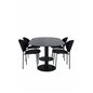 Pillan Oval Dining Table , Black Black Glass Marble+Vault Dining Chair , Black Legs , Black Fabric_4