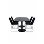 Pillan Oval Dining Table , Black Black Glass Marble+Muce Dining Chair , Black Legs , Black Fabric_4