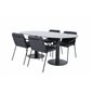 Pillan Oval Dining Table - Black / Black Glass Marble+Tvist Chair - Black / Black PU_4