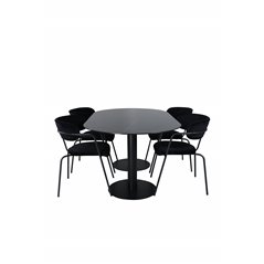 Pillan Oval Dining Table , Black Black Glass Marble+Arrow armchair , Black Legs , Black Velvet_4