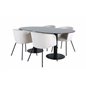 Pillan Oval Dining Table , Black Black Glass Marble+Berit Chair , Black Beige Velvet_4