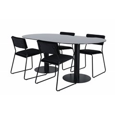 Pillan Oval Dining Table , Black Black Glass Marble+Kenth Chair , Black Black Velvet_4