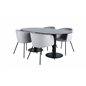 Pillan Oval Dining Table , Black Black Glass Marble+Berit Chair , Black Light Grey Velvet_4